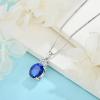 image:imageBirthstone Necklace for Women 925 Sterling Silver Oval Cut Cubic Zirconia Pendant Jewelry for Her09 September  Sapphire