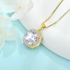 image:imageBirthstone Necklace for Women 925 Sterling Silver Princess Cut Halo Necklace Pendant Jewelry Gifts for Her04 April  Zirconia  Gold Plated