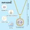 image:imageBirthstone Necklace for Women 925 Sterling Silver Princess Cut Halo Necklace Pendant Jewelry Gifts for Her04 April  Zirconia  Gold Plated