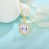 image:imageBirthstone Necklace for Women 925 Sterling Silver Princess Cut Halo Necklace Pendant Jewelry Gifts for Her04 April  Zirconia  Gold Plated