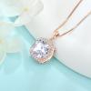 image:imageBirthstone Necklace for Women 925 Sterling Silver Princess Cut Halo Necklace Pendant Jewelry Gifts for Her04 April  Zirconia  Rose Gold Plated