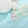 image:imageBirthstone Necklace for Women 925 Sterling Silver Princess Cut Halo Necklace Pendant Jewelry Gifts for Her04 April  Zirconia  Rose Gold Plated