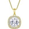 image:imageBirthstone Necklace for Women 925 Sterling Silver Princess Cut Halo Necklace Pendant Jewelry Gifts for Her04 April  Zirconia  Gold Plated