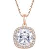 image:imageBirthstone Necklace for Women 925 Sterling Silver Princess Cut Halo Necklace Pendant Jewelry Gifts for Her04 April  Zirconia  Rose Gold Plated