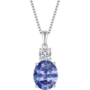 image:imageBirthstone Necklace for Women 925 Sterling Silver Oval Cut Cubic Zirconia Pendant Jewelry for Her12 December  Tanzanite