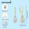 image:imageOval Dangle Drop Earrings for Women 925 Sterling Silver Leverback Earrings Birthstone Jewelry Gifts for Her04 April  Zirconia  Gold Plated