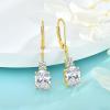 image:imageOval Dangle Drop Earrings for Women 925 Sterling Silver Leverback Earrings Birthstone Jewelry Gifts for Her04 April  Zirconia  Gold Plated