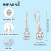 image:imageOval Dangle Drop Earrings for Women 925 Sterling Silver Leverback Earrings Birthstone Jewelry Gifts for Her04 April  Zirconia  Rose Gold Plated