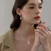 image:imageOval Dangle Drop Earrings for Women 925 Sterling Silver Leverback Earrings Birthstone Jewelry Gifts for Her04 April  Zirconia  Rose Gold Plated