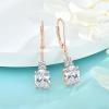 image:imageOval Dangle Drop Earrings for Women 925 Sterling Silver Leverback Earrings Birthstone Jewelry Gifts for Her04 April  Zirconia  Rose Gold Plated
