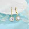 image:imageWomen Leverback Earrings 925 Sterling Silver Princess Cut Halo Earrings Birthstone Dangle Drop Earrings for Women Her Mom Wife04 April  Zirconia  Gold Plated