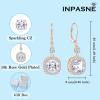 image:imageWomen Leverback Earrings 925 Sterling Silver Princess Cut Halo Earrings Birthstone Dangle Drop Earrings for Women Her Mom Wife04 April  Zirconia  Rose Gold Plated