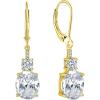 image:imageOval Dangle Drop Earrings for Women 925 Sterling Silver Leverback Earrings Birthstone Jewelry Gifts for Her04 April  Zirconia  Gold Plated
