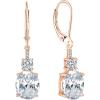 image:imageOval Dangle Drop Earrings for Women 925 Sterling Silver Leverback Earrings Birthstone Jewelry Gifts for Her04 April  Zirconia  Rose Gold Plated