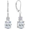 image:imageOval Dangle Drop Earrings for Women 925 Sterling Silver Leverback Earrings Birthstone Jewelry Gifts for Her04 April  Zirconia