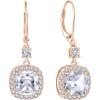 image:imageWomen Leverback Earrings 925 Sterling Silver Princess Cut Halo Earrings Birthstone Dangle Drop Earrings for Women Her Mom Wife04 April  Zirconia  Rose Gold Plated