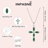 image:imageCross Necklace Earrings Bracelet 925 Sterling Silver Emerald Jewelry Set Gemstone Crucifix Religious May Birthstone Jewelry for Women