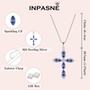 image:imageCross Necklace Earrings Bracelet 925 Sterling Silver Tanzanite Jewelry Set Gemstone Crucifix Religious December Birthstone Jewelry for Women