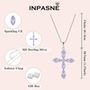 image:imageCross Necklace and Earrings 925 Sterling Silver Alexandrite Jewelry Set Gemstone Crucifix Religious Pendant Dangle Earrings June Birthstone Jewelry for Mom Wife