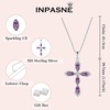 image:imageCross Necklace and Earrings 925 Sterling Silver Amethyst Jewelry Set Gemstone Crucifix Religious Pendant Dangle Earrings February Birthstone Jewelry for Mom Wife