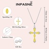 image:imageCross Necklace and Earrings 925 Sterling Silver Citrine Jewelry Set Gemstone Crucifix Religious Pendant Dangle Earrings November Birthstone Jewelry for Mom Wife