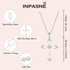 image:imageCross Necklace and Earrings 925 Sterling Silver Opal Jewelry Set Gemstone Crucifix Religious Pendant Dangle Earrings October Birthstone Jewelry for Mom Wife