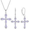 image:imageCross Necklace and Earrings 925 Sterling Silver Alexandrite Jewelry Set Gemstone Crucifix Religious Pendant Dangle Earrings June Birthstone Jewelry for Mom Wife