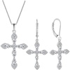 image:imageCross Necklace and Earrings 925 Sterling Silver Cubic Zirconia Jewelry Set Gemstone Crucifix Religious Pendant Dangle Earrings April Birthstone Jewelry for Mom Wife