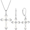 image:imageCross Necklace and Earrings 925 Sterling Silver Opal Jewelry Set Gemstone Crucifix Religious Pendant Dangle Earrings October Birthstone Jewelry for Mom Wife