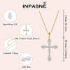 image:image18K Gold Plated Cross Necklace Earrings Bracelet 925 Sterling Silver Cubic Zirconia Jewelry Set Gemstone Crucifix Religious April Birthstone Jewelry for Women