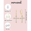 image:image18K Gold Plated Cross Necklace Earrings Bracelet 925 Sterling Silver Cubic Zirconia Jewelry Set Gemstone Crucifix Religious April Birthstone Jewelry for Women