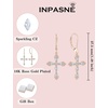 image:image18K Rose Gold Plated Cross Necklace Earrings Bracelet 925 Sterling Silver Cubic Zirconia Jewelry Set Gemstone Crucifix Religious April Birthstone Jewelry for Women