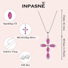 image:imageCross Necklace Earrings Bracelet 925 Sterling Silver Ruby Jewelry Set Gemstone Crucifix Religious July Birthstone Jewelry for Women