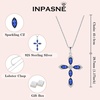 image:imageCross Necklace Earrings Bracelet 925 Sterling Silver Sapphire Jewelry Set Gemstone Crucifix Religious September Birthstone Jewelry for Women