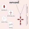 image:imageCross Necklace and Earrings 925 Sterling Silver Garnet Jewelry Set Gemstone Crucifix Religious Pendant Dangle Earrings January Birthstone Jewelry for Mom Wife