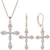image:image18K Rose Gold Plated Cross Necklace and Earrings 925 Sterling Silver Cubic Zirconia Jewelry Set Gemstone Crucifix Religious Pendant Dangle Earrings April Birthstone Jewelry for Mom Wife