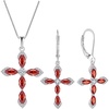 image:imageCross Necklace and Earrings 925 Sterling Silver Garnet Jewelry Set Gemstone Crucifix Religious Pendant Dangle Earrings January Birthstone Jewelry for Mom Wife