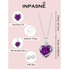 image:imageAmethyst Jewelry Set Silver Tone Heart Shaped February Birthstone Pendant Necklace Dangle Drop Earrings for Women