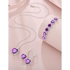 image:imageAmethyst Jewelry Set Silver Tone Heart Shaped February Birthstone Pendant Necklace Dangle Drop Earrings for Women