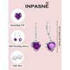 image:imageAmethyst Jewelry Set Silver Tone Heart Shaped February Birthstone Pendant Necklace Dangle Drop Earrings for Women