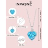 image:imageAquamarine Jewelry Set Silver Tone Heart Shaped March Birthstone Necklace Earrings Bracelet for Women
