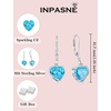 image:imageAquamarine Jewelry Set Silver Tone Heart Shaped March Birthstone Pendant Necklace Dangle Drop Earrings for Women