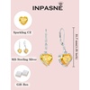 image:imageCitrine Jewelry Set Silver Tone Heart Shaped November Birthstone Pendant Necklace Dangle Drop Earrings for Women