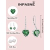 image:imageEmerald Jewelry Set Silver Tone Heart Shaped May Birthstone Pendant Necklace Dangle Drop Earrings for Women