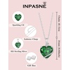 image:imageEmerald Jewelry Set Silver Tone Heart Shaped May Birthstone Pendant Necklace Dangle Drop Earrings for Women
