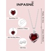 image:imageGarnet Jewelry Set Silver Tone Heart Shaped January Birthstone Necklace Earrings Bracelet for Women