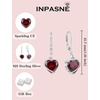 image:imageGarnet Jewelry Set Silver Tone Heart Shaped January Birthstone Necklace Earrings Bracelet for Women