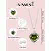 image:imagePeridot Jewelry Set Silver Tone Heart Shaped August Birthstone Pendant Necklace Dangle Drop Earrings for Women