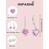 image:imagePink Tourmaline Jewelry Set Silver Tone Heart Shaped October Birthstone Pendant Necklace Dangle Drop Earrings for Women