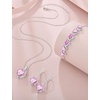 image:imagePink Tourmaline Jewelry Set Silver Tone Heart Shaped October Birthstone Pendant Necklace Dangle Drop Earrings for Women